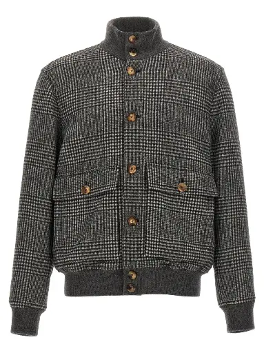 Grey Check Bomber Jacket