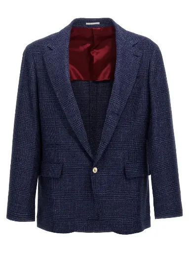 Blue Check Single-breasted Blazer