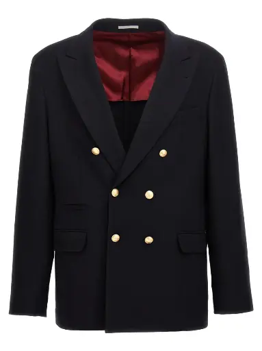 Navy Blue Double-breasted Blazer